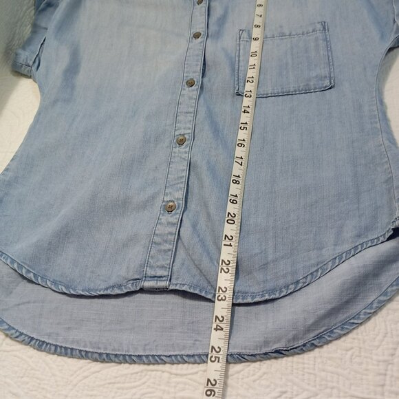 Anthropologie Cloth & Stone Womens Button-Up Chambray Shirt XXS Light Blue - Picture 8 of 8